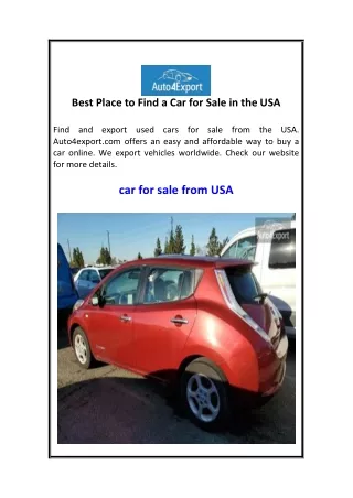 Best Place to Find a Car for Sale in the USA