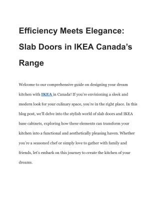 Sleek and Modern: Designing Your Kitchen with Slab Doors from IKEA Canada