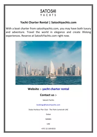 Yacht Charter Rental   Satoshiyachts.com