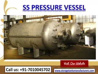 SS Pressure Vessel  , Stainless Steel Pressure vessel , Chemical Pressure Tank Manufacturers UAE