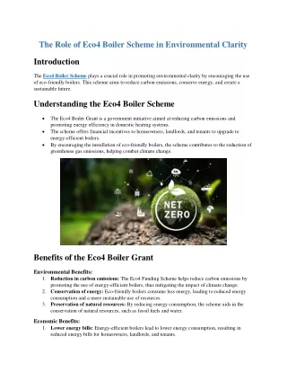 Eco4 Boiler Scheme