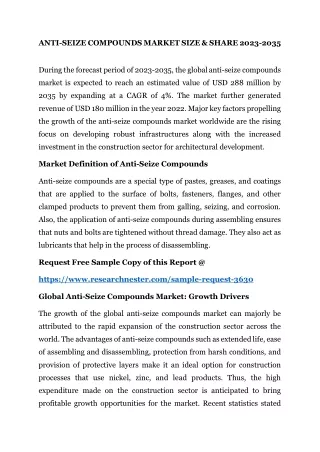 anti seize compounds market size share 2023 2035