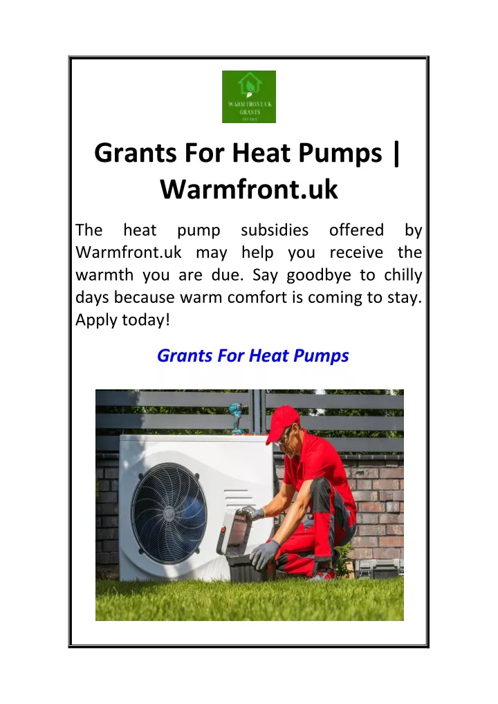 grants for heat pumps warmfront uk