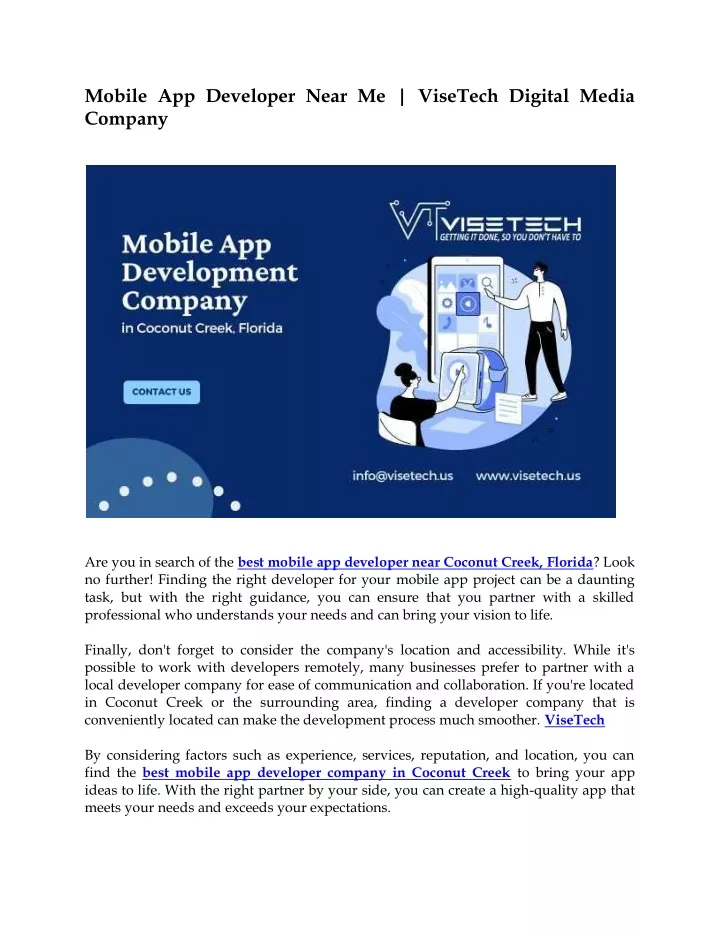 mobile app developer near me visetech digital