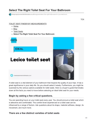 Select The Right Toilet Seat For Your Bathroom