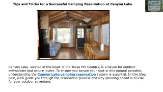 Tips and Tricks for a Successful Camping Reservation at Canyon Lake