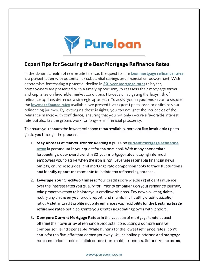 PPT Expert Tips for Securing the Best Mortgage Refinance Rates