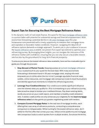 Expert Tips for Securing the Best Mortgage Refinance Rates