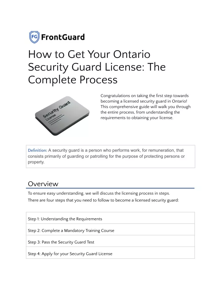 how to get your ontario security guard license