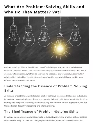 What Are Problem-Solving Skills and Why Do They Matter | Vati