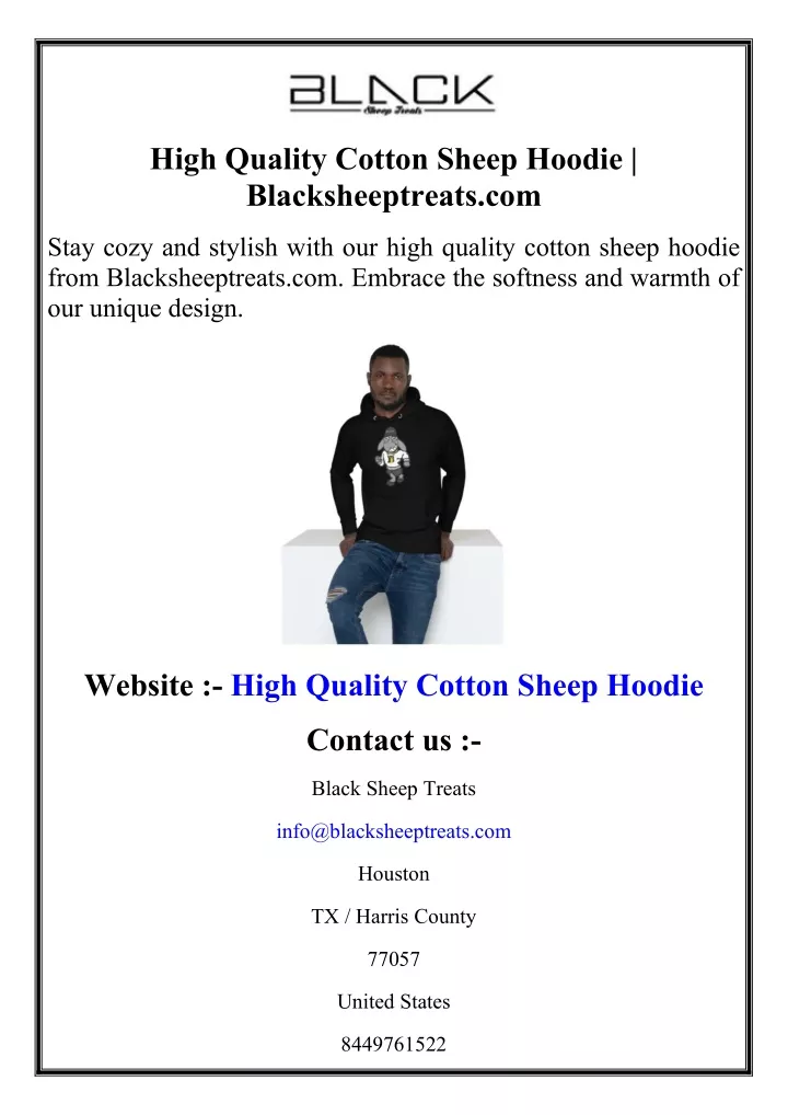 high quality cotton sheep hoodie blacksheeptreats