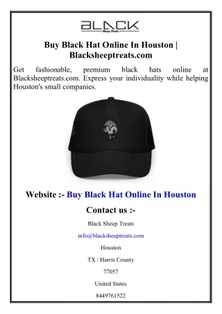 Buy Black Hat Online In Houston  Blacksheeptreats.com