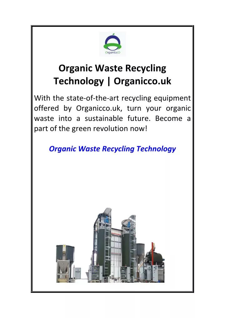 organic waste recycling technology organicco uk