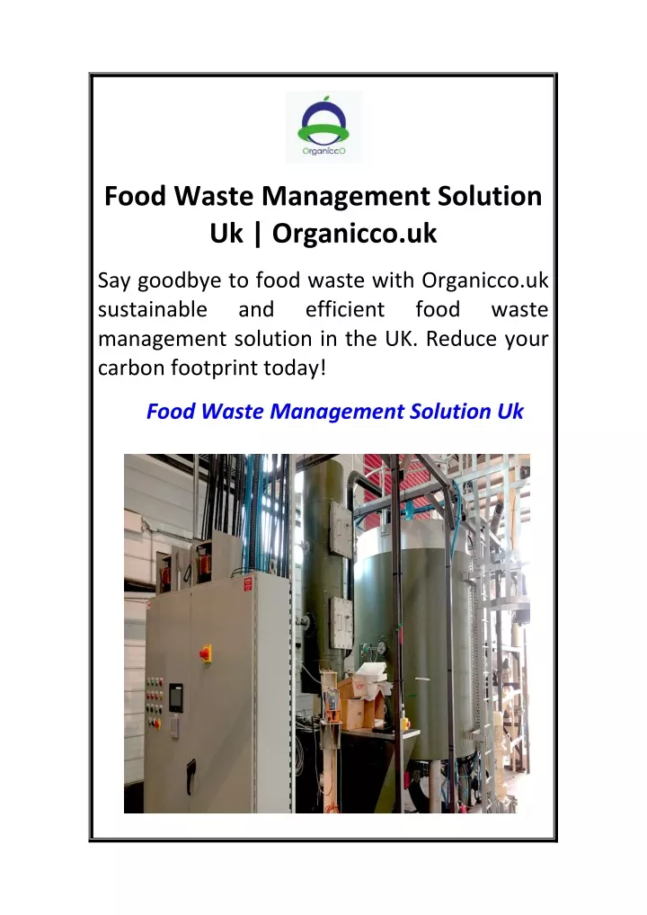 food waste management solution uk organicco uk