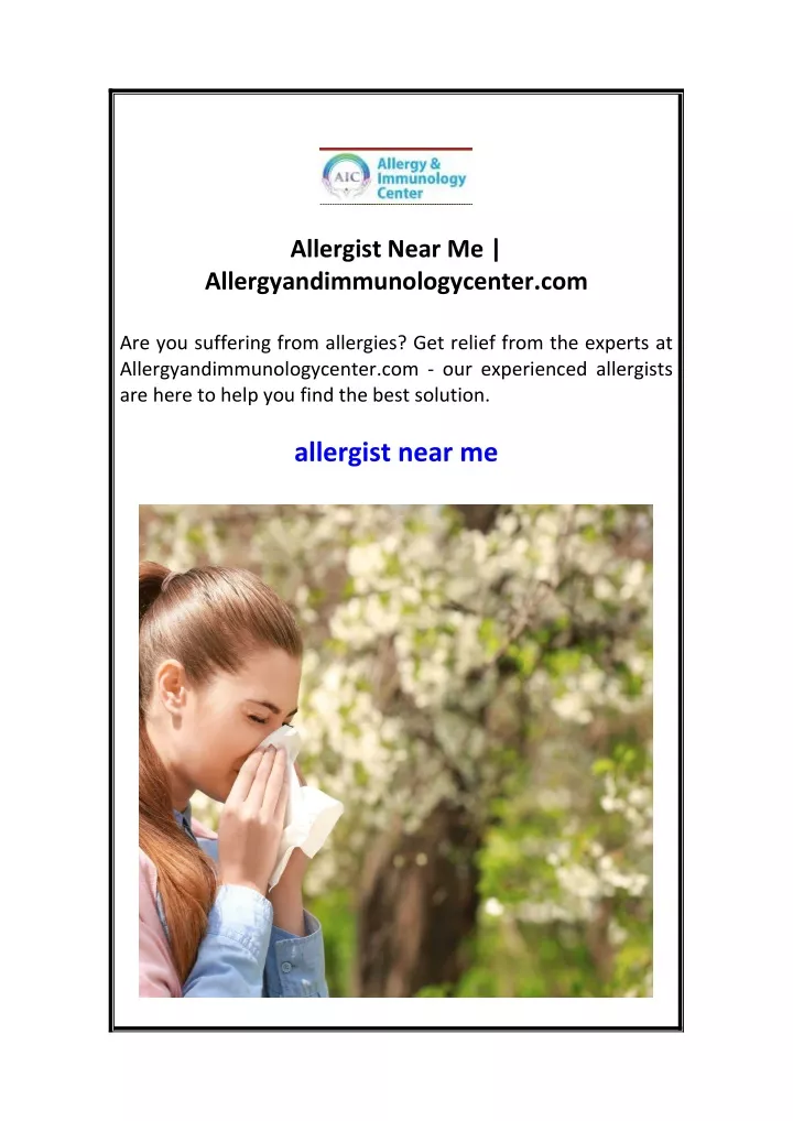 allergist near me allergyandimmunologycenter com