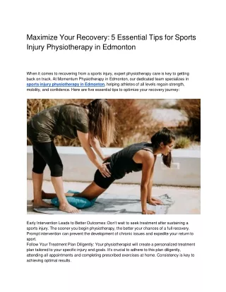 Maximize Your Recovery_ 5 Essential Tips for Sports Injury Physiotherapy in Edmonton