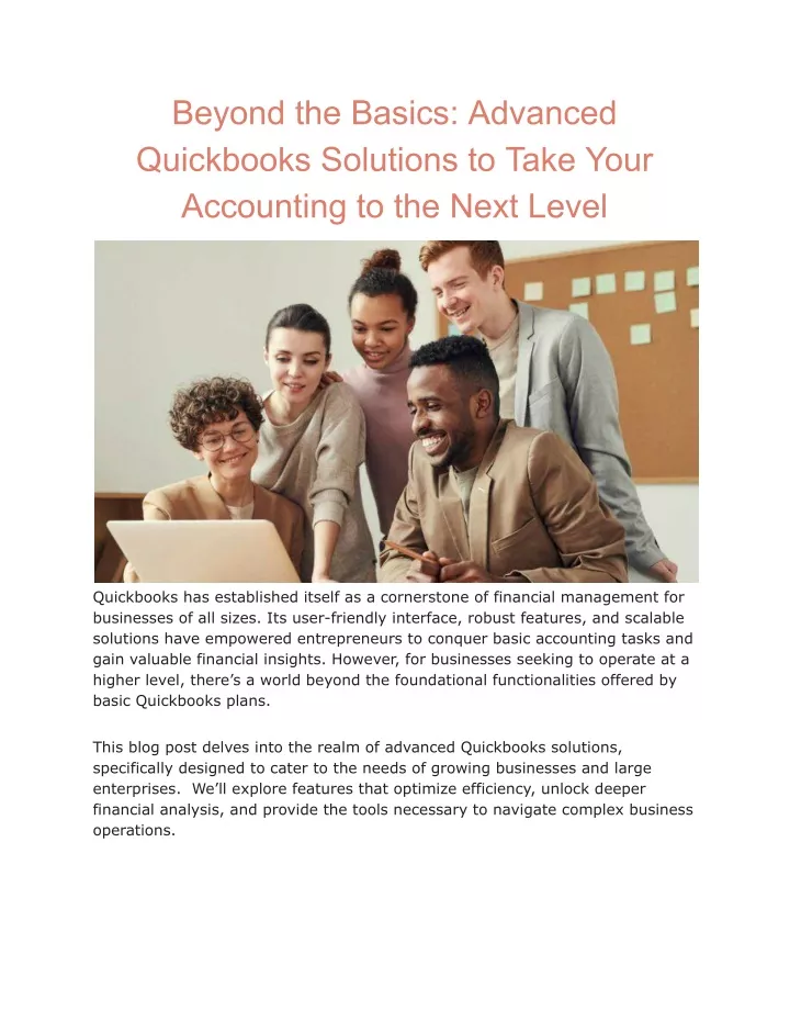 beyond the basics advanced quickbooks solutions