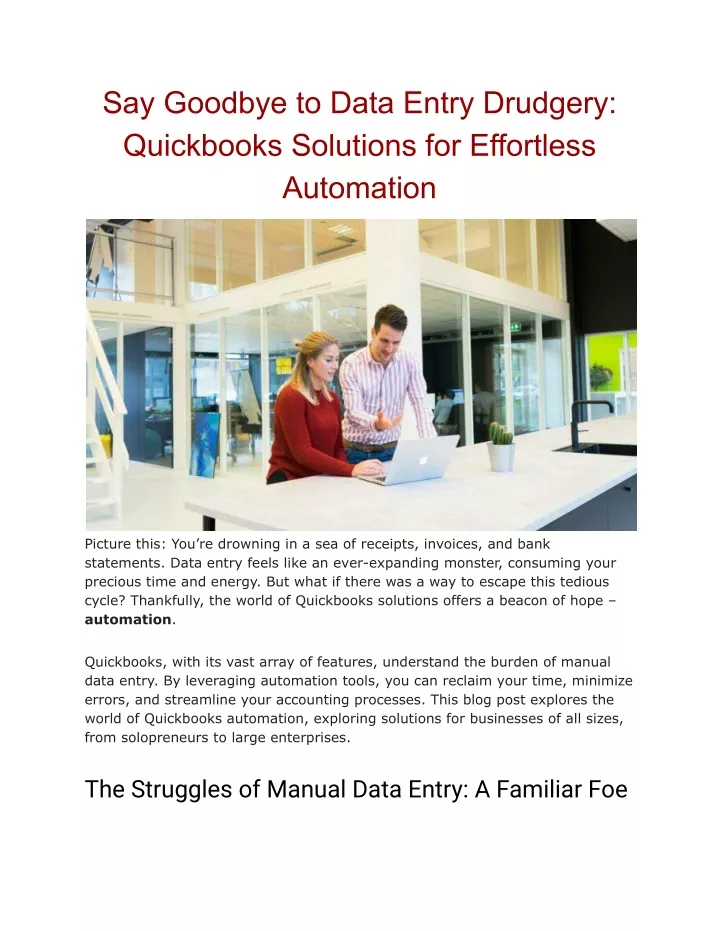 say goodbye to data entry drudgery quickbooks