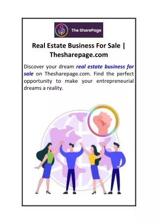 Real Estate Business For Sale  Thesharepage.com