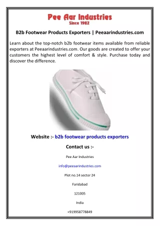 B2b Footwear Products Exporters   Peeaarindustries.com