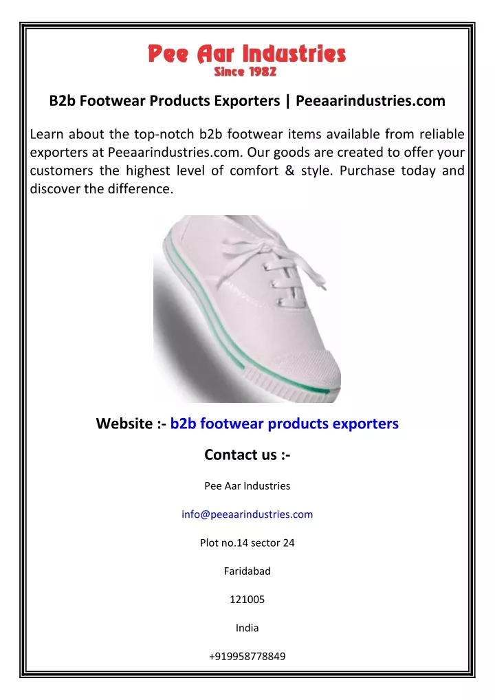 b2b footwear products exporters peeaarindustries