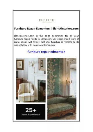 Furniture Repair Edmonton  Eldrickinteriors.com