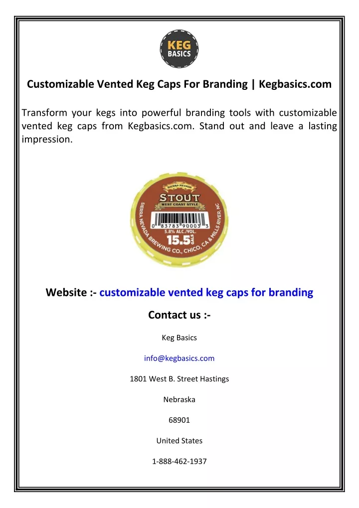 customizable vented keg caps for branding