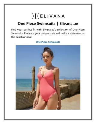 One Piece Swimsuits Elivana.ae