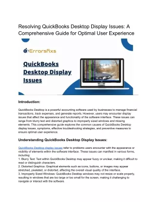 QuickBooks Desktop display issues.