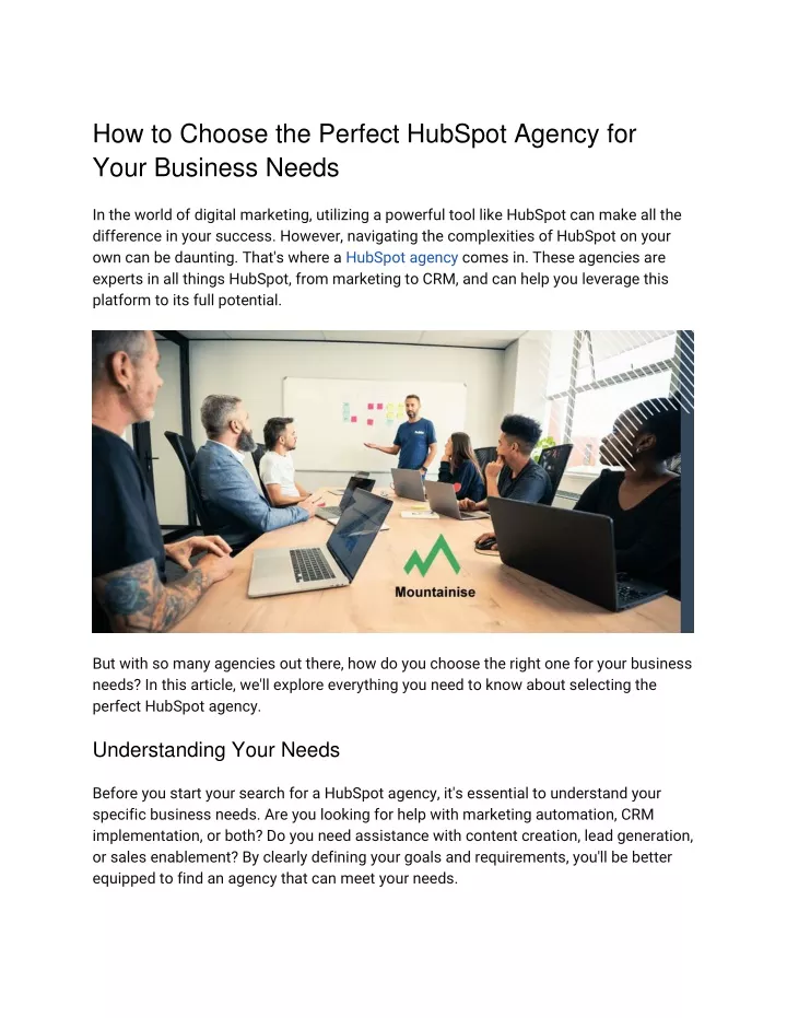 how to choose the perfect hubspot agency for your