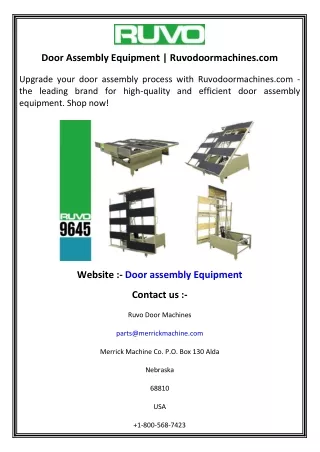 Door Assembly Equipment   Ruvodoormachines.com