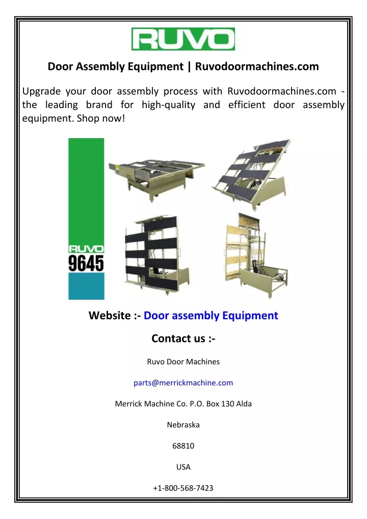 door assembly equipment ruvodoormachines com