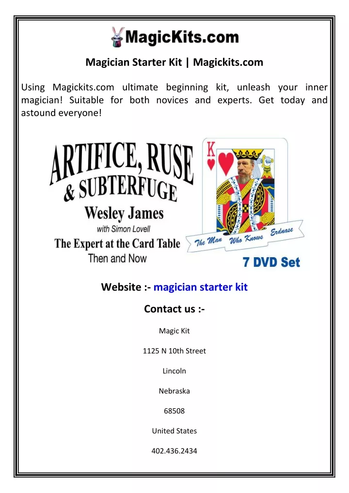 magician starter kit magickits com