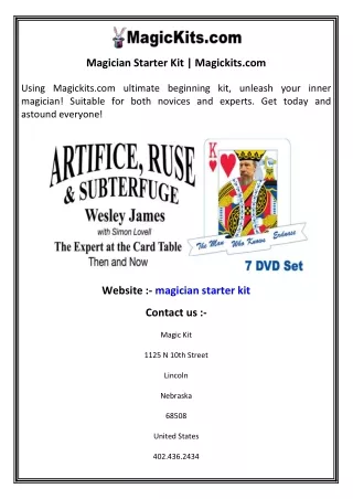 Magician Starter Kit   Magickits.com