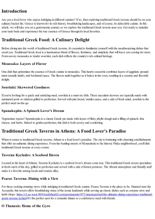 Traditional Greek Taverns Near Me: Exploring Local Favorites