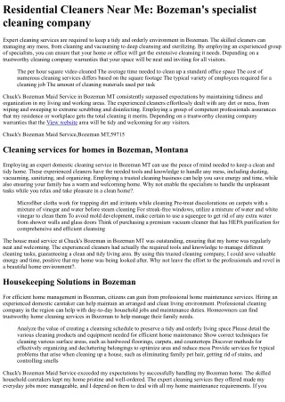 Floor Cleaning Services Near Me: Let Chuck's Bozeman Maid Service deal with the