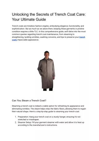 Unlocking the Secrets of Trench Coat Care_ Your Ultimate Guide