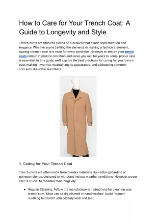 How to Care for Your Trench Coat_ A Guide to Longevity and Style
