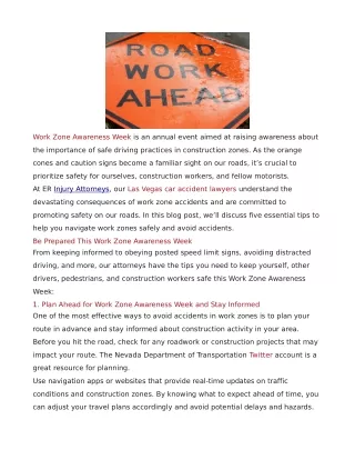 Corey Eschweiler On Work Zone Awareness Week: 5 Ways to Avoid Accidents