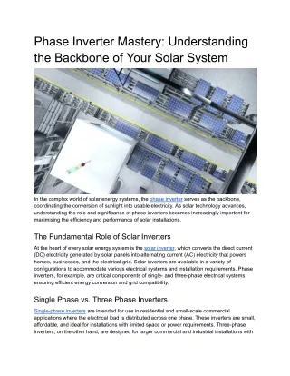 Phase Inverter Mastery_ Understanding the Backbone of Your Solar System