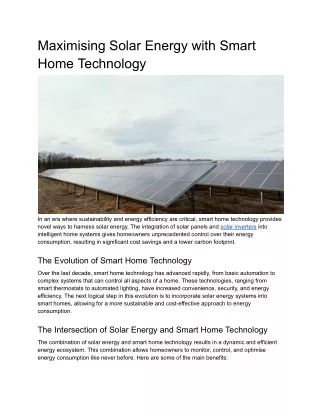 Maximising Solar Energy with Smart Home Technology