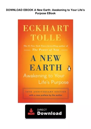DOWNLOAD EBOOK  A New Earth: Awakening to Your Life's Purpose EBook