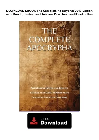 DOWNLOAD EBOOK  The Complete Apocrypha: 2018 Edition with Enoch, Jasher, and