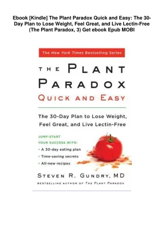 Ebook [Kindle]  The Plant Paradox Quick and Easy: The 30-Day Plan to Lose