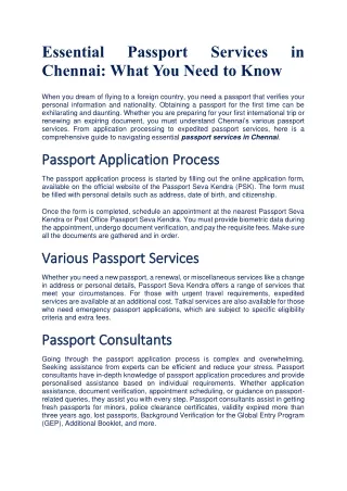 Reliable Passport Services in Chennai | Vaigai Wings