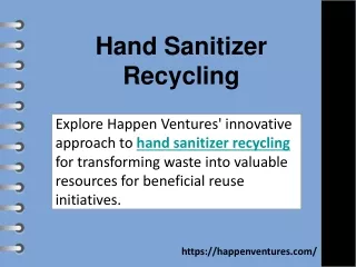 Hand Sanitizer Recycling