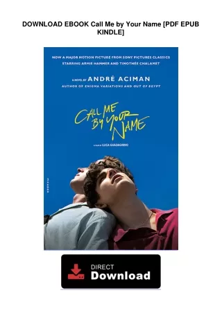 DOWNLOAD EBOOK  Call Me by Your Name [PDF EPUB KINDLE]