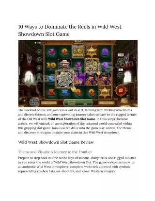 10 Ways to Dominate the Reels in Wild West Showdown Slot Game