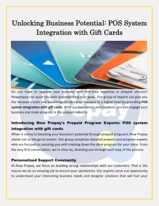 Unlocking Business Potential POS System Integration with Gift Cards