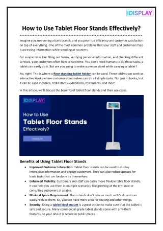 How to Use Tablet Floor Stands Effectively